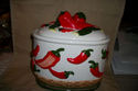 CHILI PEPPER COOKIE JAR HIGH END CERAMIC HANDPAINT