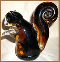 HAND BLOWN GLASS PAPER WEIGHT LARGE 6X51/2" BROWN 