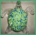 HAND BLOWN GLASS PAPER WEIGHT LARGE GREEN SEA TURT