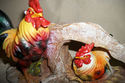 ROOSTER and HEN HANDPAINTED DECORATIVE COLORFUL CO