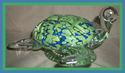 HAND BLOWN GLASS PAPER WEIGHT LARGE GREEN SEA TURT