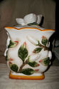 EXQUISITE MAGNOLIA CANISTER JAR HANDPAINTED CERAMI