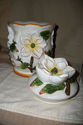 EXQUISITE 3PC.MAGNOLIA CANISTER JAR SET HANDPAINTE