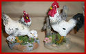 2 P.SET DECORATIVE ROOSTER & HEN HANDPAINTED COLOR