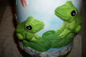 BEAUTIFUL GREEN FROGS LGE.CANISTER JAR HANDPAINTED