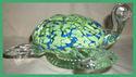 HAND BLOWN GLASS PAPER WEIGHT LARGE GREEN SEA TURT