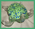 HAND BLOWN GLASS PAPER WEIGHT LARGE GREEN SEA TURT