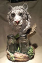 BEAUTIFUL WHITE TIGER SALT PEPPER HOLDER HANDPAINT