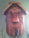 Hand Carved Old Man with Pipe Bird House