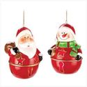 SANTA & SNOWMAN BELL ORNAMENTS 14421