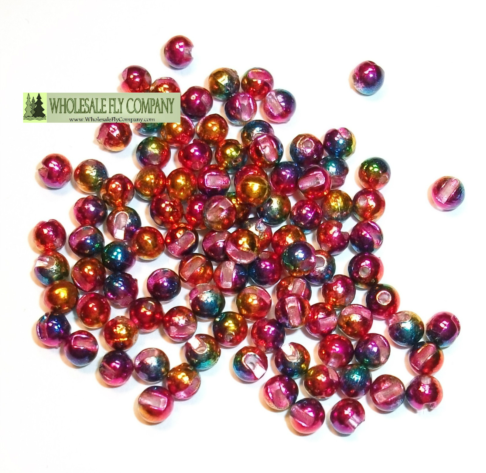 Wholesale Fly Company 25 Slotted Tungsten Beads Rainbow