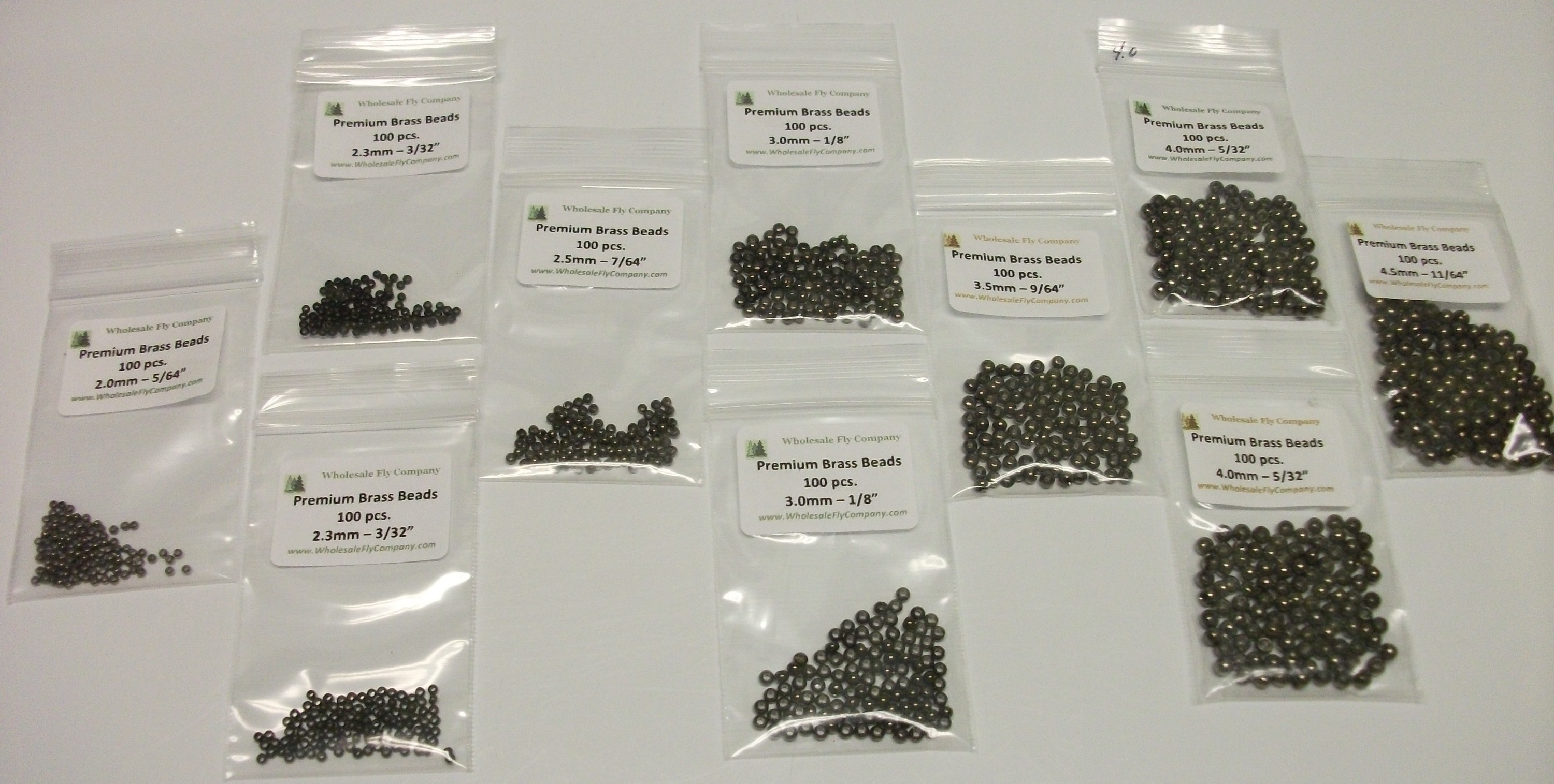 300 piece Brass Fly Tying Beads 2.5mm 7//64/" Assortment