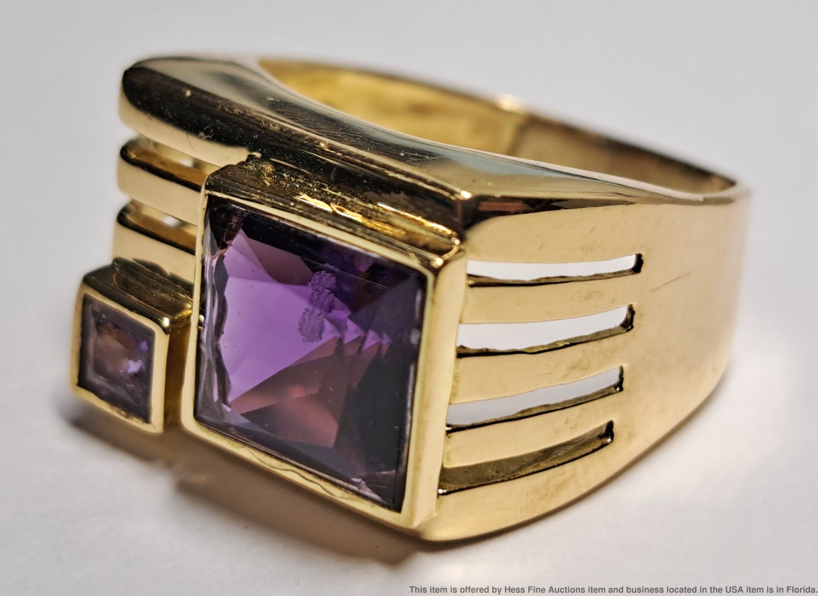 Massive Size 13 Mens Gem Quality 4.50ct Amethyst 1930s Art
