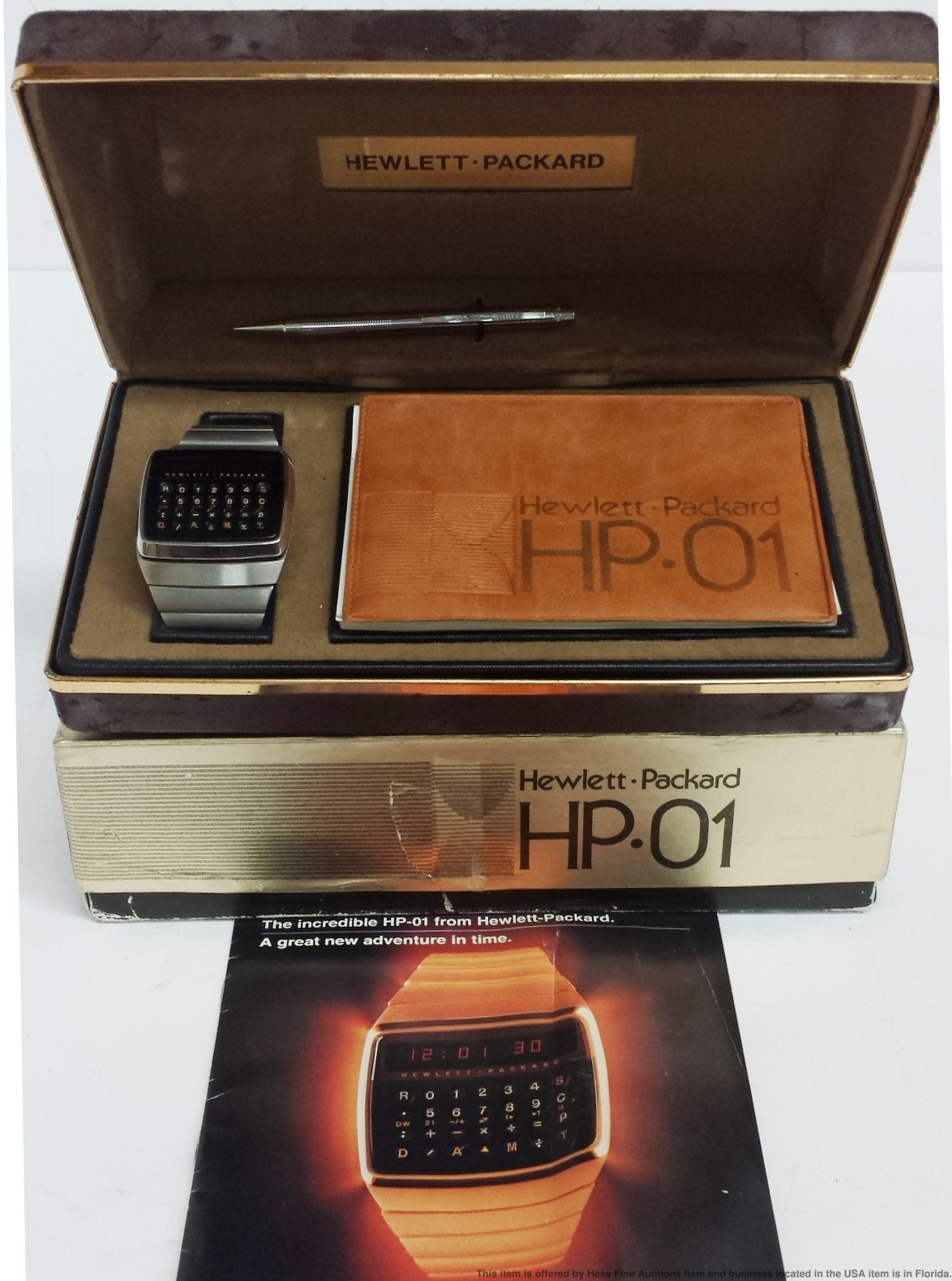 Extremely Rare Hewlett Packard HP-01 LED Digital Mens Vintage Watch Box ...