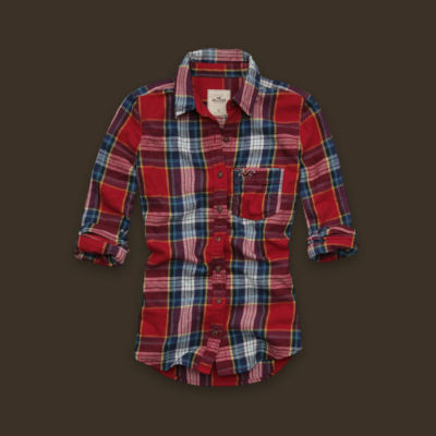 usaveiwin : Hollister Womens Red Plaid Flannel Shirt S Small NWT