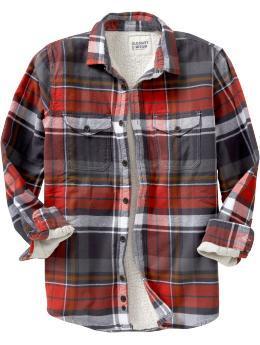 usaveiwin : Old Navy Mens Sherpa Lined Flannel Plaid Shirt M NWT