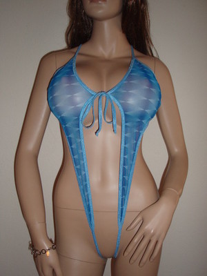 Exotic Dancer Stripper Printed See Thru Mesh Crotchless Monokini Sexyfigure Extreme Micro