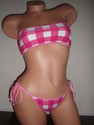 2PC EXOTIC DANCER/STRIPPER PINK CHECKER BOARD LYCR