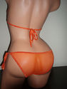 2PC EXOTIC  DANCER/STRIPPER SEE THROUGH ORANGE MES