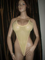 1PC EXOTIC DANCER/STRIPPER YELLOW SEE-THRU MESH O-