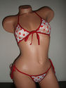 EXOTIC DANCER/STRIPPER TINY TRIANGLE WHITE/RED POL