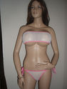 2PC EXOTIC DANCER/STRIPPER  BANDEAU SEE-THRU WHITE