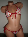 EXOTIC DANCER/STRIPPER TINY TRIANGLE WHITE/RED POL