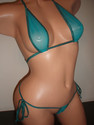 2PC EXOTIC SEE THROUGH TEAL MESH  TEARDROP TRIANGL