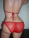 2PC SEXY RED SEE -THRU MESH MICRO SWIMWEAR BIKINI