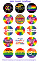 Gay Pride Bottle Cap 1" Circle Digital Image Sheet
