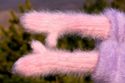 New Hand knitted mohair sweater mittens fuzzy PINK