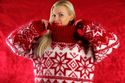 BN Hand Knitted Mohair Sweater Thick Icelandic RED