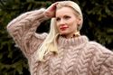 1.73 KG Hand Knitted Mohair Sweater BEIGE Thick Fu