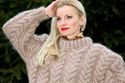 1.73 KG Hand Knitted Mohair Sweater BEIGE Thick Fu