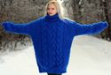 1.7 KG Hand Knitted Mohair Sweater BLUE Fuzzy Pull