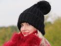 New Hand Knitted Mohair Sweater Hat Fuzzy BLACK Sk