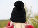 New Hand Knitted Mohair Sweater Hat Fuzzy BLACK Sk