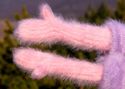 New Hand knitted mohair sweater mittens fuzzy PINK