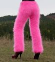 New hand knitted mohair pants Fuzzy NEON PINK soft