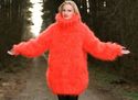 THICK Hand Knitted Mohair Sweater Red Orange Melan