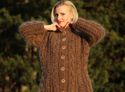 1.8 KG Hand Knitted Mohair Coat BROWN Handcrafted 