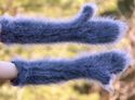 BN Hand knitted mohair sweater mittens fuzzy bluis