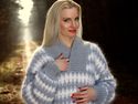 BN Hand Knitted Mohair Sweater Shawl Collar GRAY F