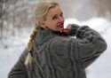 1.8 KG Hand Knitted Mohair Coat, STONE GRAY Handcr