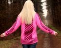 BN Gorgeous Hand Knitted Mohair Sweater Neon Pink 