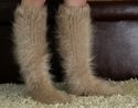 New Hand knitted mohair sweater socks FUZZY BEIGE 