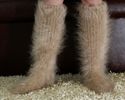 New Hand knitted mohair sweater socks FUZZY BEIGE 
