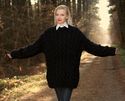 1.7 KG Hand Knitted Mohair Sweater BLACK Cables Un