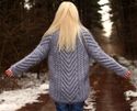1.7 KG Hand Knitted Mohair Sweater THICK GRAY Cabl