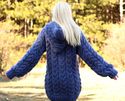 2.2 KG Hand Knitted Mohair Sweater BLUE Handmade F